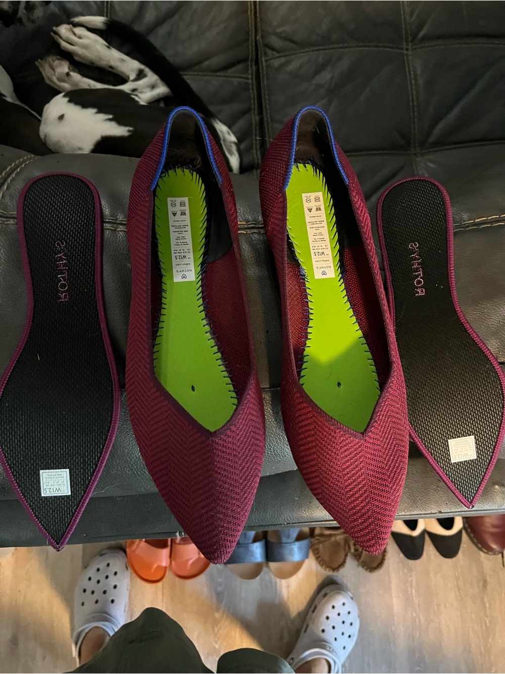 Rothy's Pointed Flats in Burgundy EUC worn twice